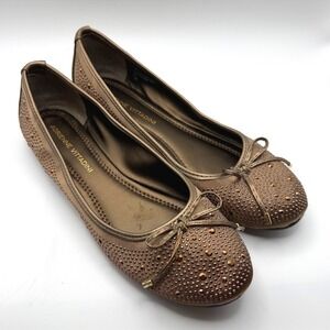 Adrienne Vittadini Brown Studded Ballet Flats Bows Y2K Casual Size 7M Shoes